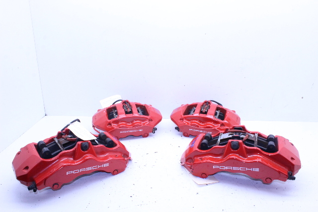 2007-2009 Porsche 911 997 Turbo Front Rear Brake Caliper Set Brembo Red OEM