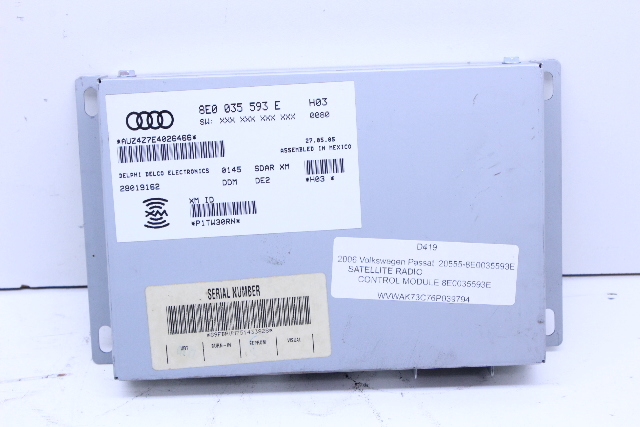 2006 Volkswagen Passat Satellite Radio Control Module 8E0035593E OEM