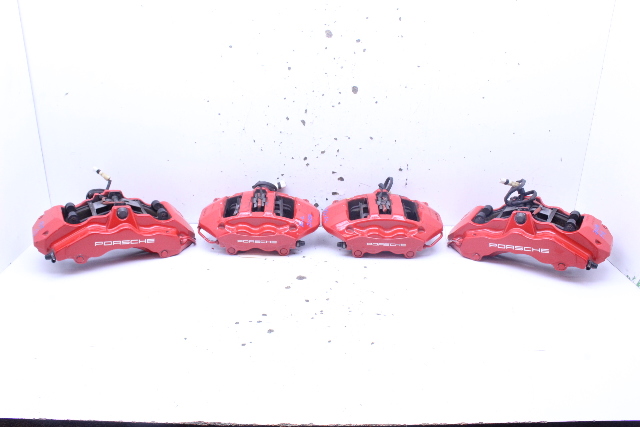 2007-2009 Porsche 911 997 Turbo Front Rear Brake Caliper Set Brembo Red OEM