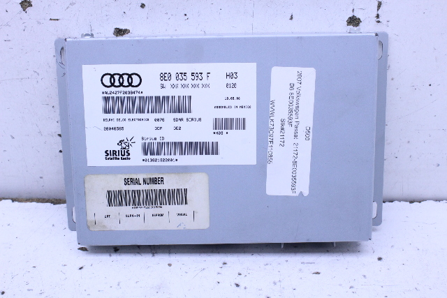 2007 Volkswagen Passat Sirius XM Satellite Radio Control Module - 8E0035593F OEM