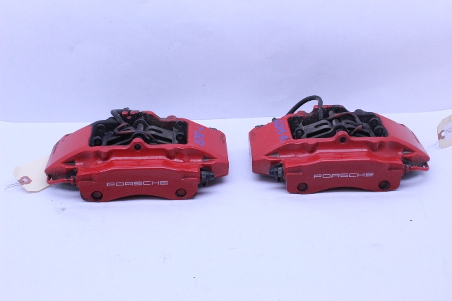 2013-2016 Porsche Boxster Cayman 981 Rear Brake Calipers Brembo Pair Red OEM