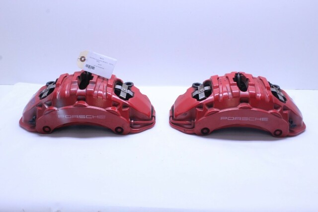 11-18 Porsche Cayenne Turbo / GTS Front Brake Calipers Brembo Red Pair OEM