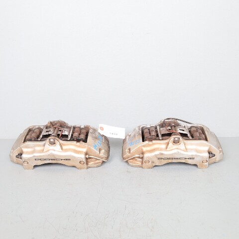 2004-2010 Porsche Cayenne Front Brake Caliper Set Brembo Silver 18ZR 18ZL OEM