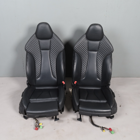 2015-2018 Audi S3 Sport Front Seat Cushion Set Leather Stitched Black OEM Used