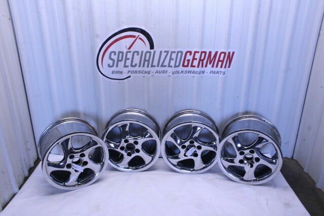 Porsche 911 993 996 Wheel Set Chrome 18 X 10 18 X 8 Techno Twist Rim Hollow OEM