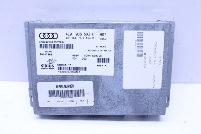 2009 Audi Q7 Sirius Satellite Radio Receiver Module OEM