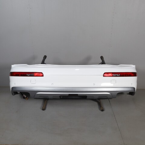 2017-2019 Audi Q7 Rear Bumper Cover Glacier White OEM Used