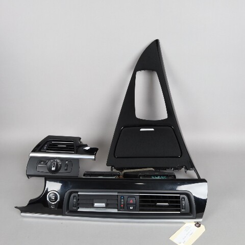 2013-2019 BMW 640i 650i F06 Gran Cpe Piano Black Console Dash Trim Set OEM Used