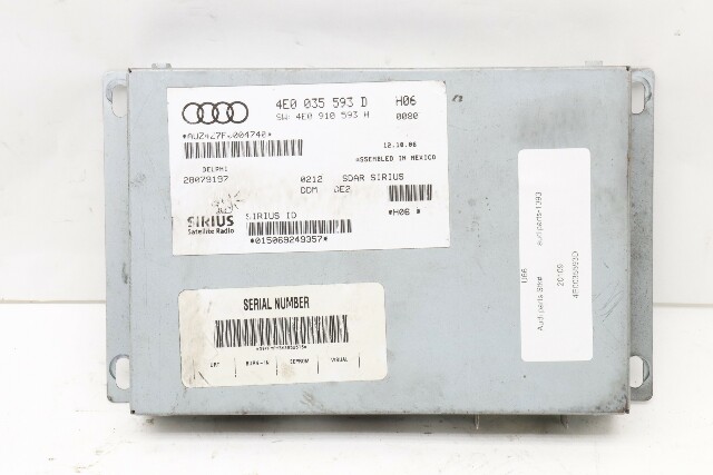 2007 2008 2009 Audi A4 A6 A8 S6 S8 Q7 Sirius Satellite Radio Receiver Module - 4E0035593D OEM