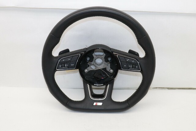 2020 Audi A4 B9 Steering Wheel Flat Bottom S-Line Damaged Leather OEM