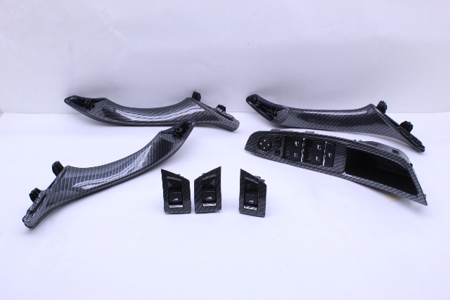 2011-2016 BMW 528i 535i Door Panel Handle Trim Carbon Hydro Dipped - CARBONFIBERTRIMSET OEM