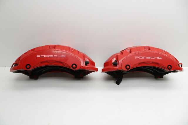 11-18 Porsche Cayenne Turbo / GTS Front Brake Calipers Brembo Red Pair OEM