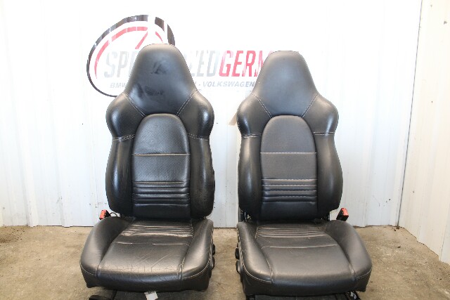 1999-2004 Porsche 911 Boxster Sport Seat Seats Pair Front Black NOTE