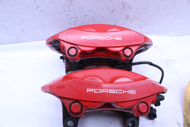 2008 2009 2010 Porsche Cayenne Turbo Rear Brake Caliper Set Pair Brembo Red - 95535242170 OEM