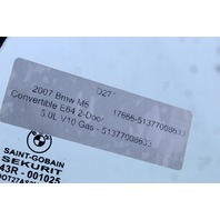 2004-2010 BMW 645ci 650ci M6 Convertible Quarter Window Glass Left OEM