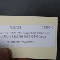 2011-2016 BMW 535i Rear Axle Shaft CV Joint Right 33207581024 OEM Used