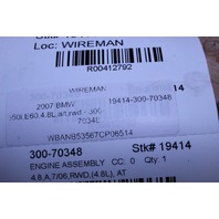 2006-2010 BMW 550i 650i 4.8 Engine Motor 11000396192 OEM