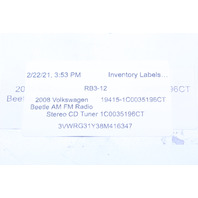 2008 Volkswagen Beetle AM FM Radio Stereo CD Tuner 1C0035196CT OEM