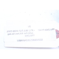 2005 BMW 525i Steering Column Cluster 6952977 OEM