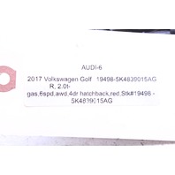 2017 Volkswagen Golf R Left Rear Door Lock Latch 5K4839015AG OEM