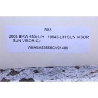 2006 2007 2008 2009 2010 BMW 650i E63 Sun Shade Visor Driver Left 7121027 OEM