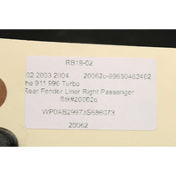 2001-2005 Porsche 911 996 Turbo Rear Fender Liner Right OEM