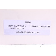 2011-2013 BMW 528i 535i 550i Front Bumper Grille Right OEM