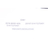 2016 BMW 428i Front Left Inner Door Panel Trim 51417275491 OEM