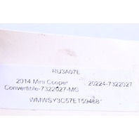 2014 Mini Cooper 2 Door Convertible Top Motor 54347346022 OEM