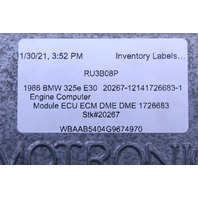 1986 BMW 325e E30 Engine Computer Module ECU ECM DME DME 1726683 OEM