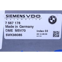 2006-2007 BMW 525i 530i E60 3.0 Engine Computer Module ECU ECM DME OEM