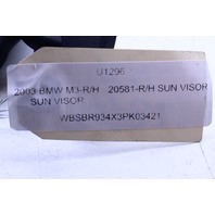 2001-2006 BMW 325i 328i 330i M3 Convertible Sun Visor Right OEM