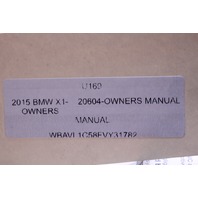 2015 BMW X1 Xdrive28i Wagon Owners Manual OEM