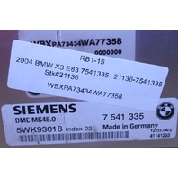 2004 BMW X3 Engine Computer Module ECU ECM DME 12147541335 OEM