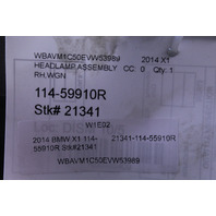 2013-2015 BMW X1 Right Headlight Xenon Complete 63117290272 OEM