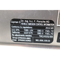 2013-2016 Porsche Boxster Cayman 981 Engine Access Cover - 98151321101 OEM