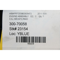 2011 BMW 535i N55 Engine Motor 107k Miles OEM