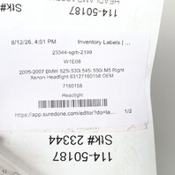 2005-2007 BMW 525i 530i 545i 550i M5 Right Xenon Headlight 63127160158 OEM