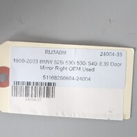 1999-2003 BMW 525i 530i 530i 540i E39 Door Mirror Right OEM Used