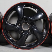 2000-2002 Porsche Boxster 17 X 7 / 17 x 8.5 Wheel Rim Set Black OEM Used