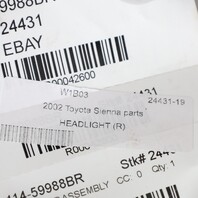 2001-2003 Toyota Sienna Right Headlight 8111008020 OEM Used
