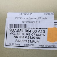 2006-2012 Porsche Cayman 987 Right Trunk Compartment Carpet Liner Trim OEM Used
