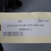 2013-2015 BMW X1 Left Door Mirror Side View Glacier Silver 51167307185 OEM Used