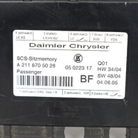 03‑11 Mercedes E/CLS/ML/GL/R/SLK Passenger Seat Control Module 2118705026 OEM Used