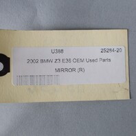 1996-2002 BMW Z3 E36 Right Door Mirror Side View 51168397042 OEM Used