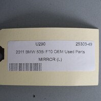 11-12 BMW 528i 535i 550i Left Door Mirror 51167283623 Black OEM Used