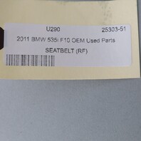 2011-2016 BMW 528i 535i 550i M5 F10 Right Front Seat Belt 72117241748 OEM Used
