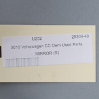 2009-2012 Volkswagen CC Right Door Mirror Silver Metallic 3C8857508BB OEM Used