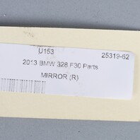 12-15 BMW F30 328i 335i Right Side Rear View Door Mirror Black OEM OEM Used