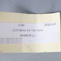 2011-2014 BMW X3 Left Door Mirror Surround View 51167264121 OEM Used